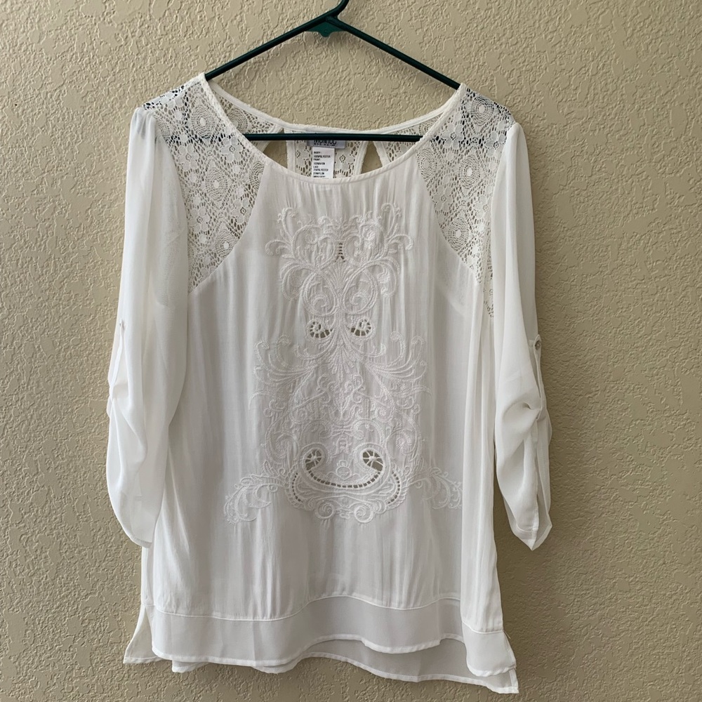Embroidered and lace blouse
